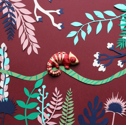 Coffret fabrication caméléon en papier mâché pour enfant +1 livre - Kit bricolage l'atelier imaginaire