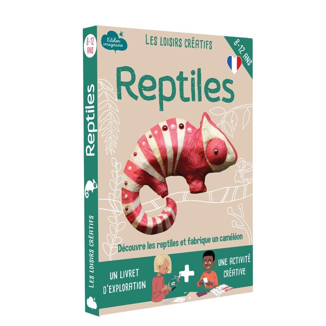 Pappmaché-Chamäleon-Bastelbox für Kinder + 1 Buch – DIY-Set