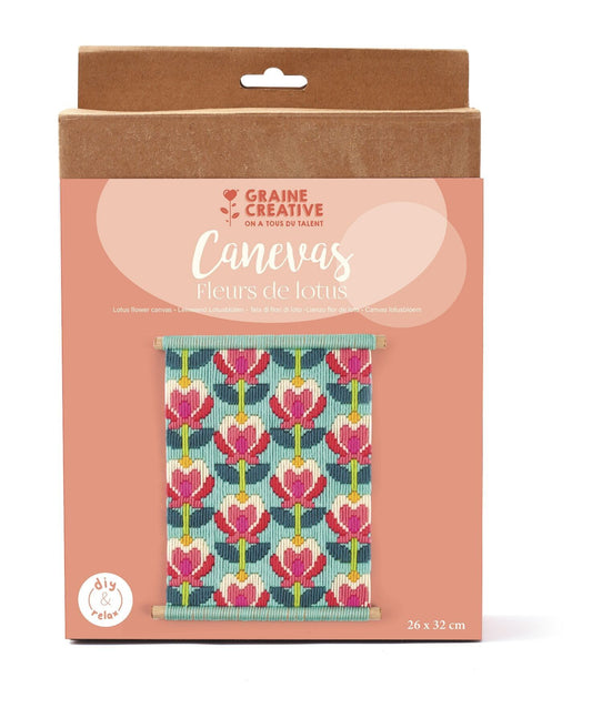KIT CANEVAS FLEURS DE LOTUS GRAINE CREATIVE