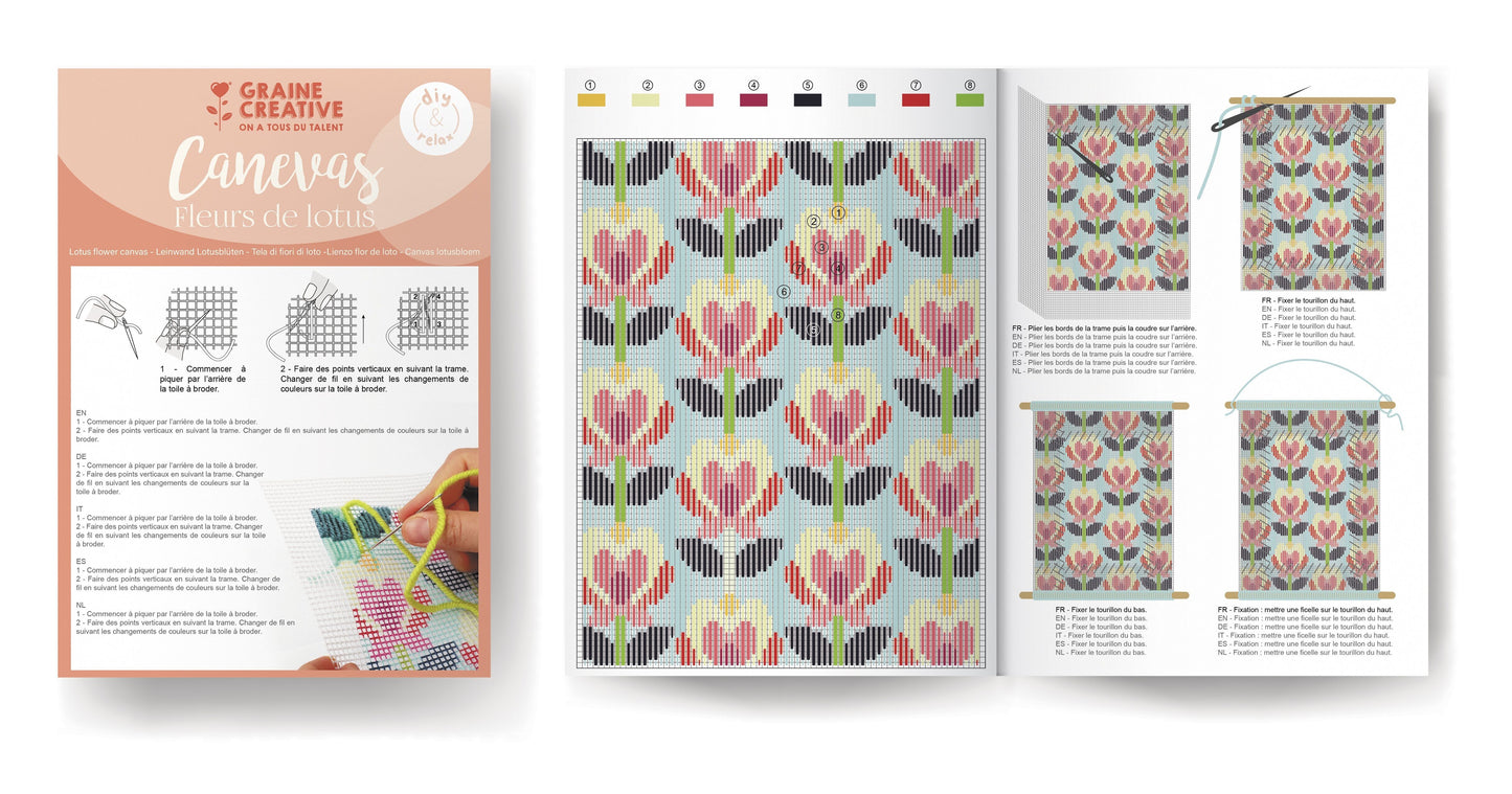 KIT CANEVAS FLEURS DE LOTUS GRAINE CREATIVE