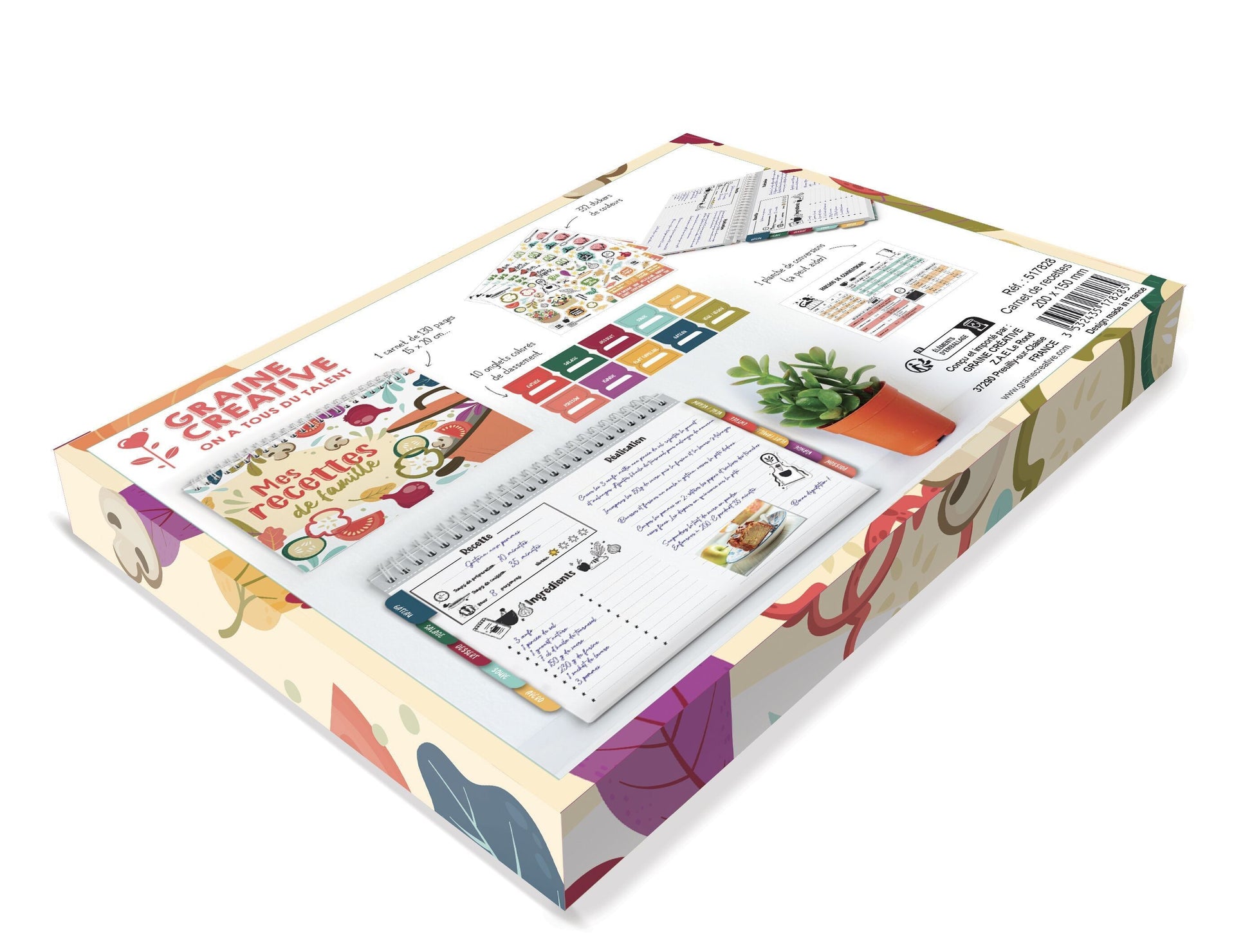 KIT CARNET MES RECETTES DE FAMILLE GRAINE CREATIVE