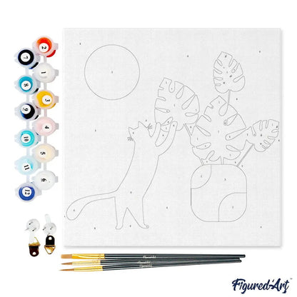 Mini Peinture par Numéros avec cadre Chaton plante Figured'art