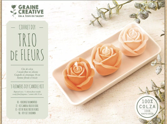 COFFRET DIY BOUGIES TRIO DE FLEURS Graine creative