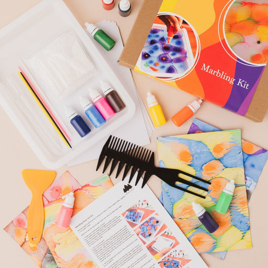 Kit de peinture marbrée, imprimez vous-même votre propre art marbré, kit d'artisanat d'impression DIY My Papercut Forest