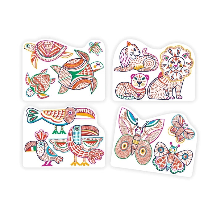 Coloriages à Révéler Familles Sauvages – Activité Magique pour Jeunes Enfants
