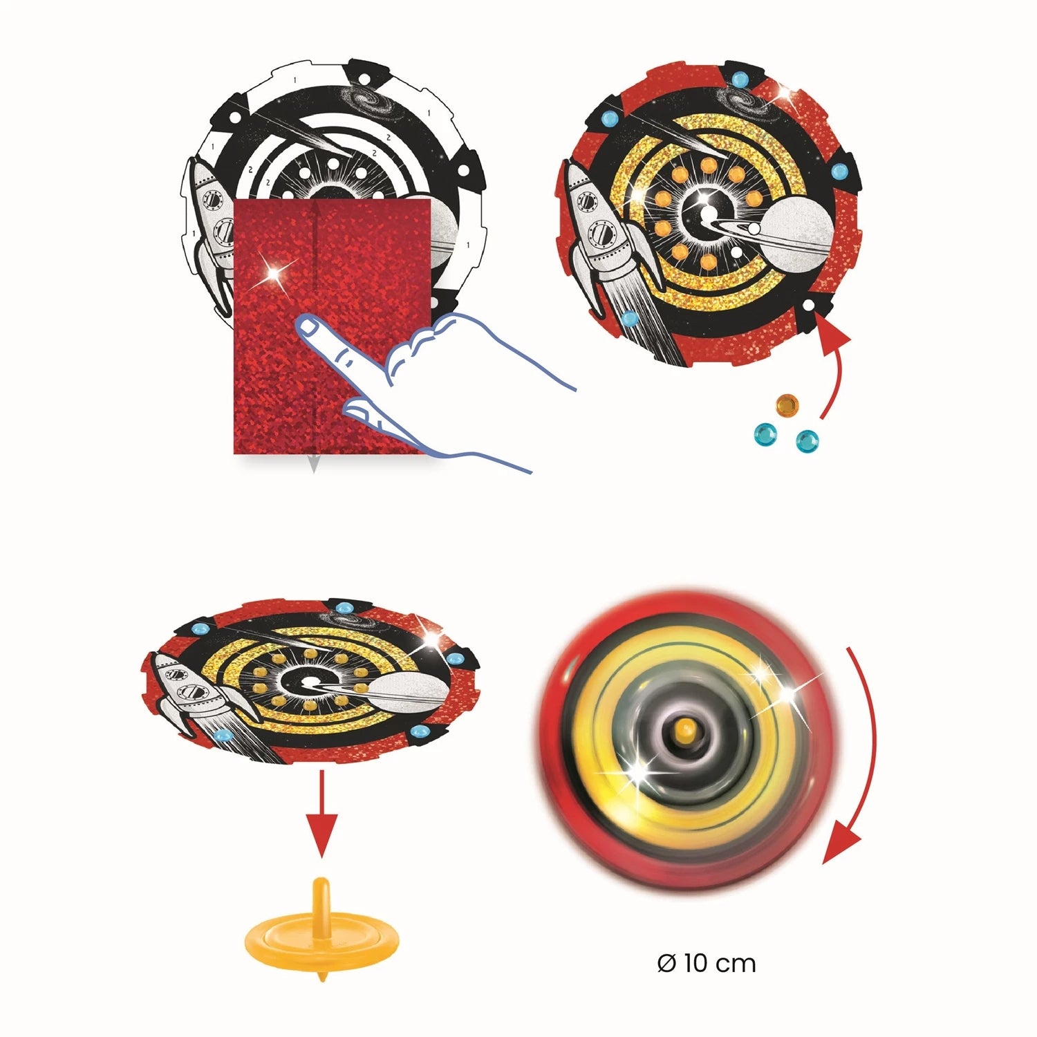 DIY Gyroscopes Hypno Cosmos Djeco – Kit Créatif 12 Toupies Métallisées Espace Djeco