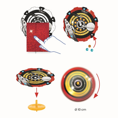 DIY Gyroscopes Hypno Cosmos Djeco – Kit Créatif 12 Toupies Métallisées Espace Djeco