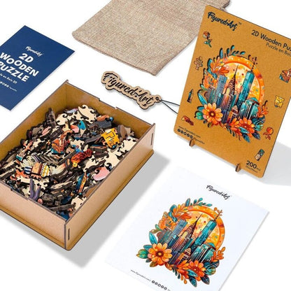Puzzle en Bois Adulte - Paysage Urbain floral Figured'art