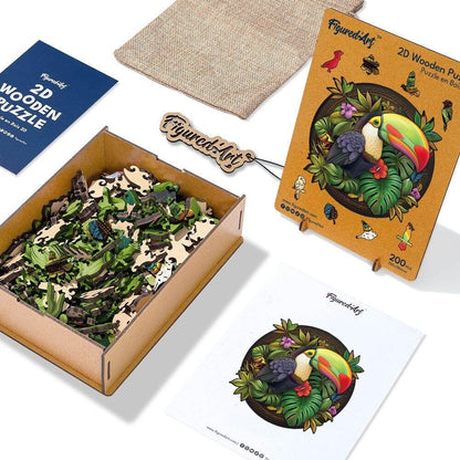 Puzzle 2D en Bois Adulte - Toucan tropical Figured'art