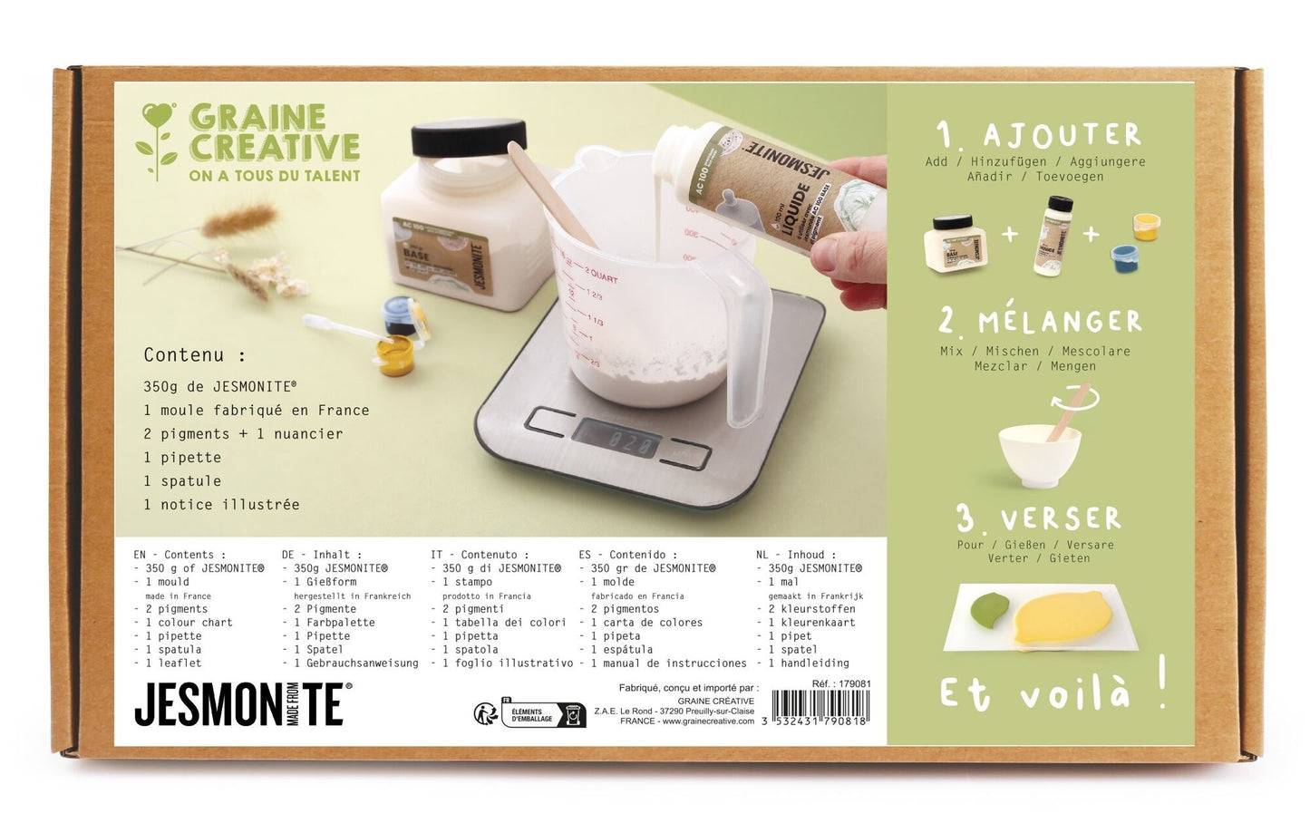 KIT GRAINE CREATIVE JESMONITE VIDE POCHES CITRON