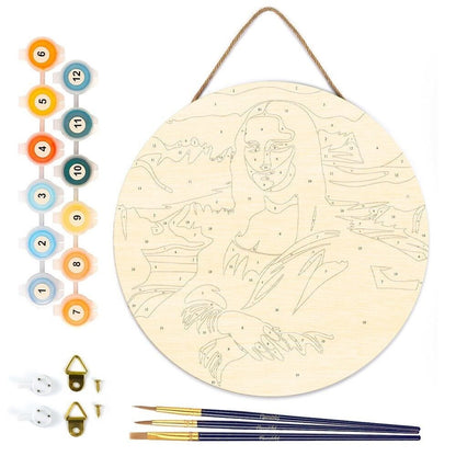 Peinture par Numéro – Mona Lisa 30cm sur disque bois | Kit DIY Figured'art