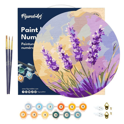 Peinture par Numéro sur Disque en bois - Lavande Figured'art