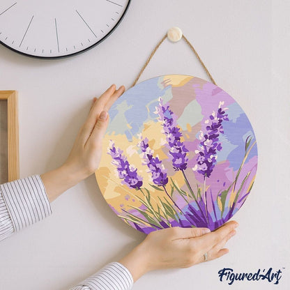 Peinture par Numéro sur Disque en bois - Lavande Figured'art