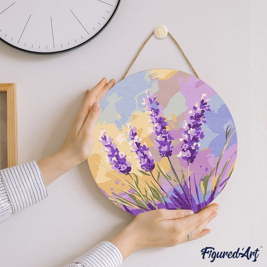 Peinture par Numéro sur Disque en bois - Lavande Figured'art