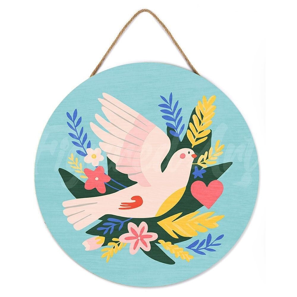 Peinture par Numéro – Oiseau & fleurs sur disque bois 30cm | Kit DIY Figured'art