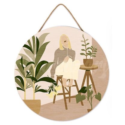 Peinture par Numéro sur Disque en bois - Femme et Bouquet Figured'art