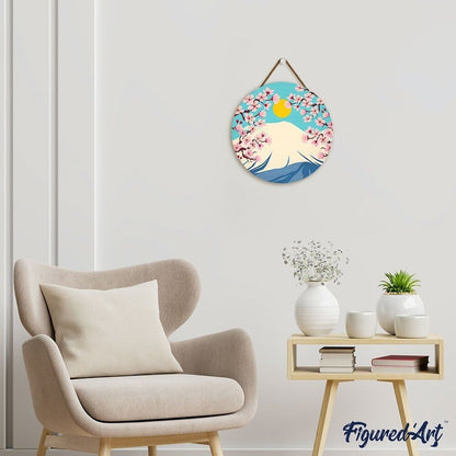 Peinture par Numéro sur Disque en bois - Le Mont Fuji Figured'art