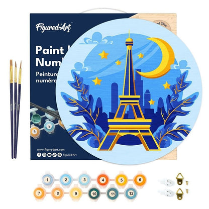 Peinture par Numéro sur Disque en bois - Tour Eiffel Figured'art