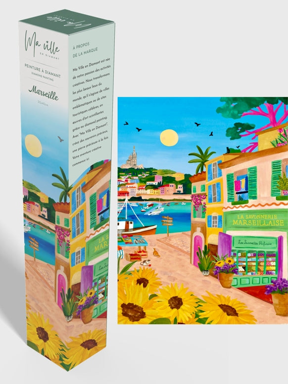 Peinture en Diamant – Marseille Vieux-Port 30x40 cm – Kit Complet Diamond Painting Ma Ville en Diamant