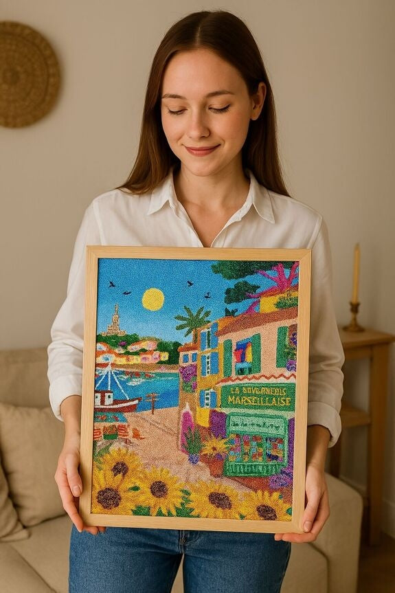 Peinture en Diamant – Marseille Vieux-Port 30x40 cm – Kit Complet Diamond Painting Ma Ville en Diamant