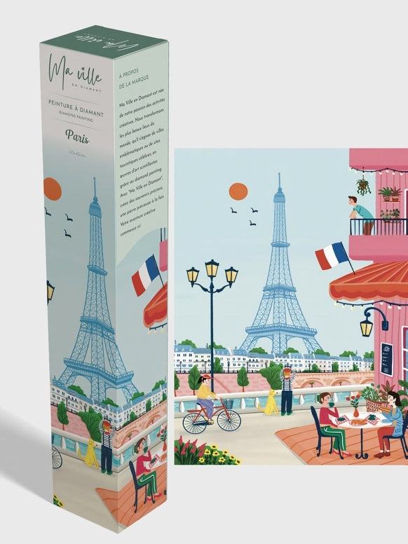 Diamantmalerei – Pariser Eiffelturm 30x40 cm – Komplettes Diamantmalerei-Set