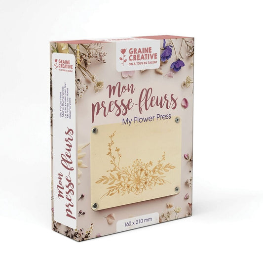 Presse Fleurs Gravé Bois 160x210mm – Séchez et Conservez vos Fleurs et Feuilles GRAINE CREATIVE