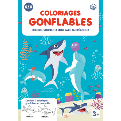 Coloriages gonflables - Requin & Dauphin à colorier Ara-Créative