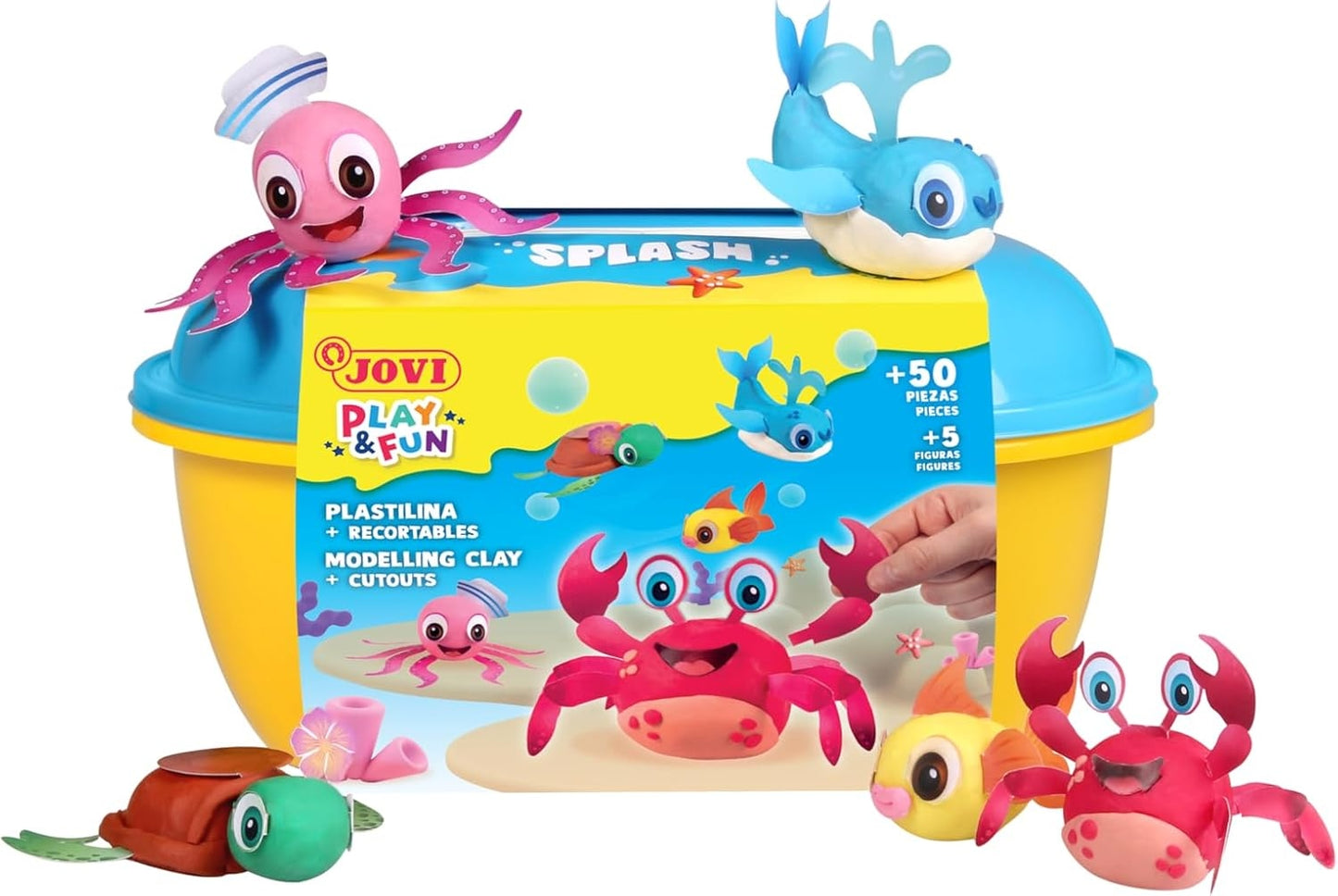 Jovi - PLAY AND FUN - Coffre Splash 24 Pâtes à Modeler + Outils & Découpages