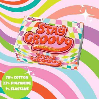 RESTEZ GROOVY – Coffret 6 Chaussettes Dépareillées | United Oddsocks | Taille 37-42 United Oddsocks