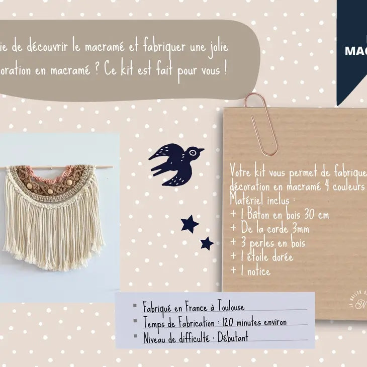 Kit créatif : Je Fabrique ma Suspension en Macramé 4 couleurs La Maison des Makers