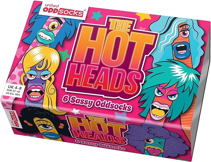 United Oddsocks - The Hotheads – Boîte de 6 chaussettes Odd pour femme – 37-42, Multicolore United Oddsocks