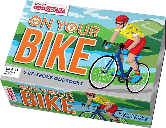 SUR VOTRE VÉLO | Coffret Cadeau 6 Chaussettes Impaires Vélo – United Oddsocks | Taille 39-46 United Oddsocks