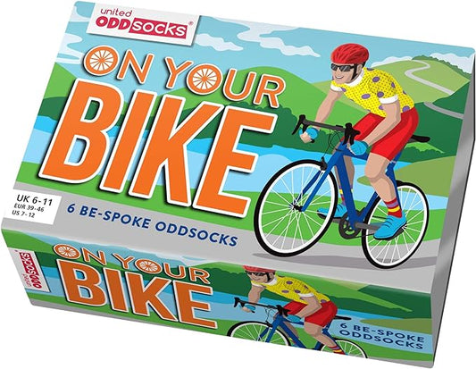 SUR VOTRE VÉLO | Coffret Cadeau 6 Chaussettes Impaires Vélo – United Oddsocks | Taille 39-46 United Oddsocks