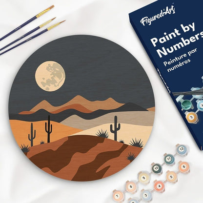 Peinture par Numéro sur Disque en bois - Clair de lune désertique Figured'art