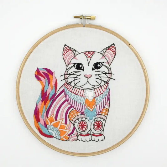 Kit Broderie Chat – Loisirs créatifs DIY pour débutants et amoureux des chats Cinnamon