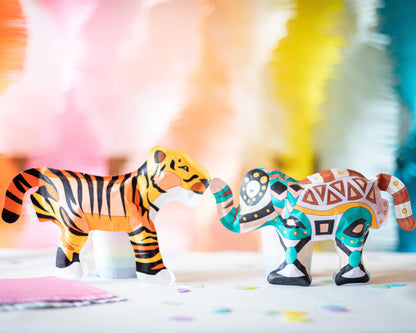Safari-Geburtstagspaket – x8 aufblasbare Malseiten (Zebras, Giraffen, Elefanten und Tiger)