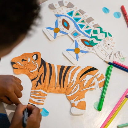 Coloriages gonflables - Eléphant & tigres à colorier Ara-Créative
