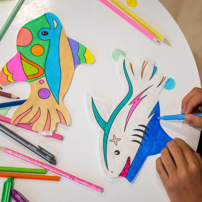 Coloriages gonflables - Requin & Dauphin à colorier Ara-Créative
