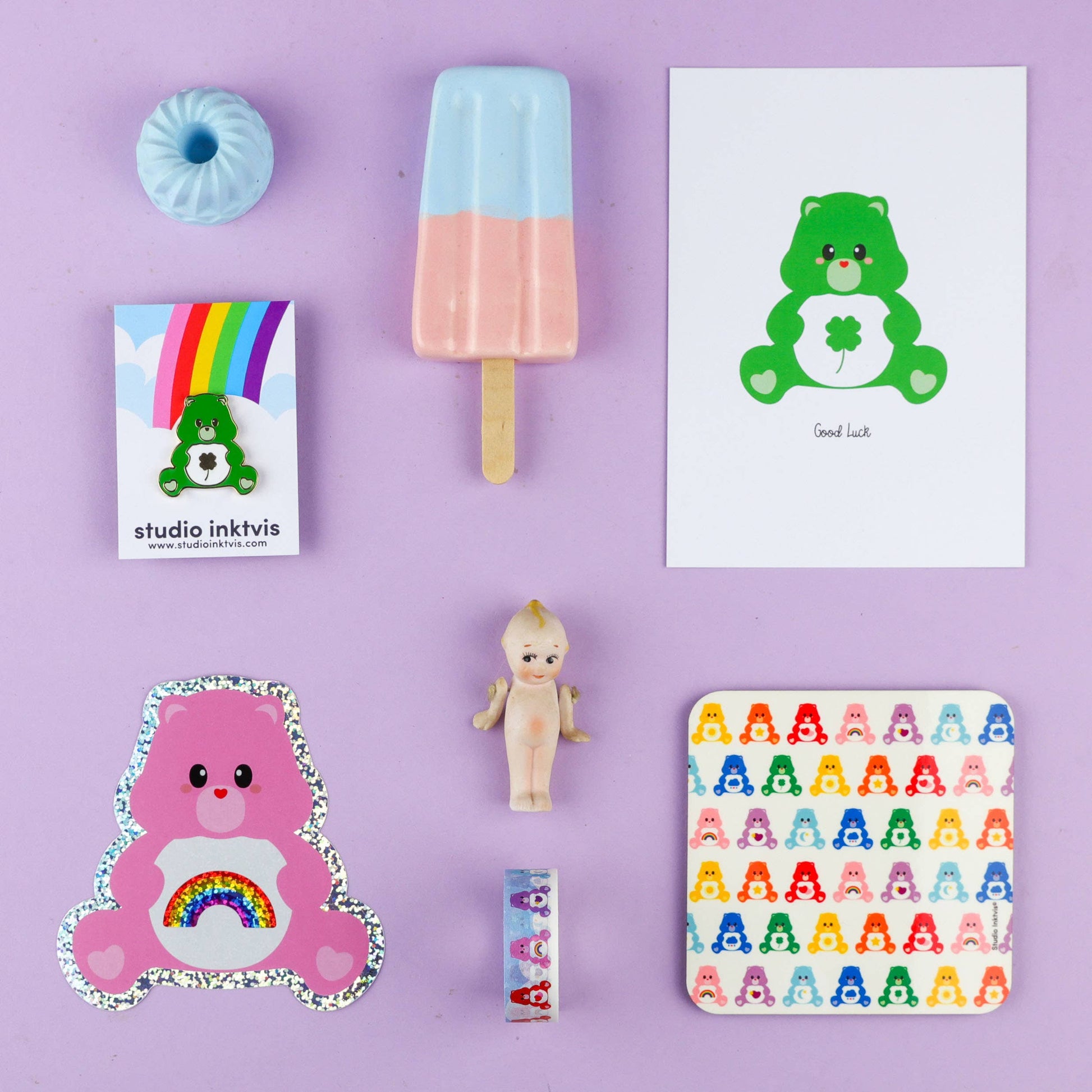 Autocollant pailleté Care Bear avec arc-en-ciel Studio Inktvis B.V.
