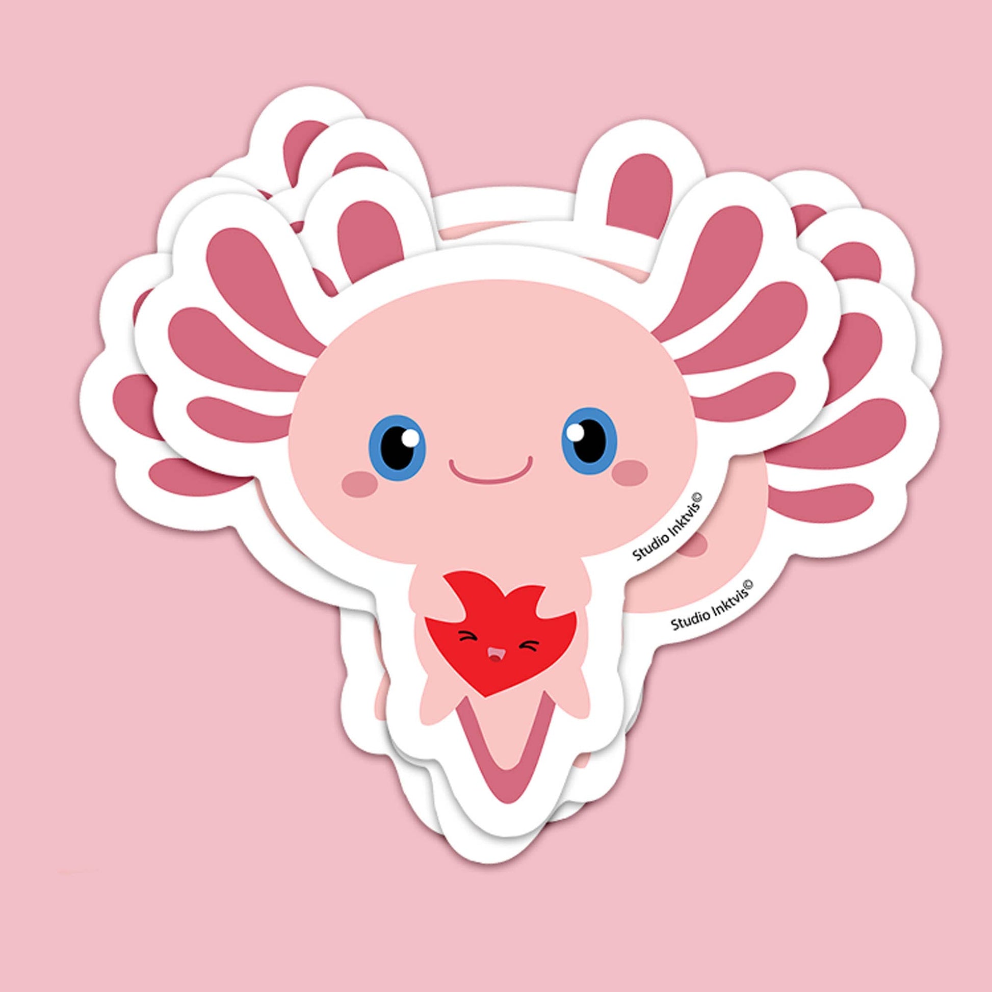 Sticker Axolotl Kawaii – Autocollant Vinyle Cute Résistant Studio Inktvis B.V.
