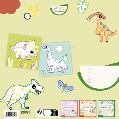 Activité de coloriage et tracé sur le thème des dinosaures pour jeune enfant