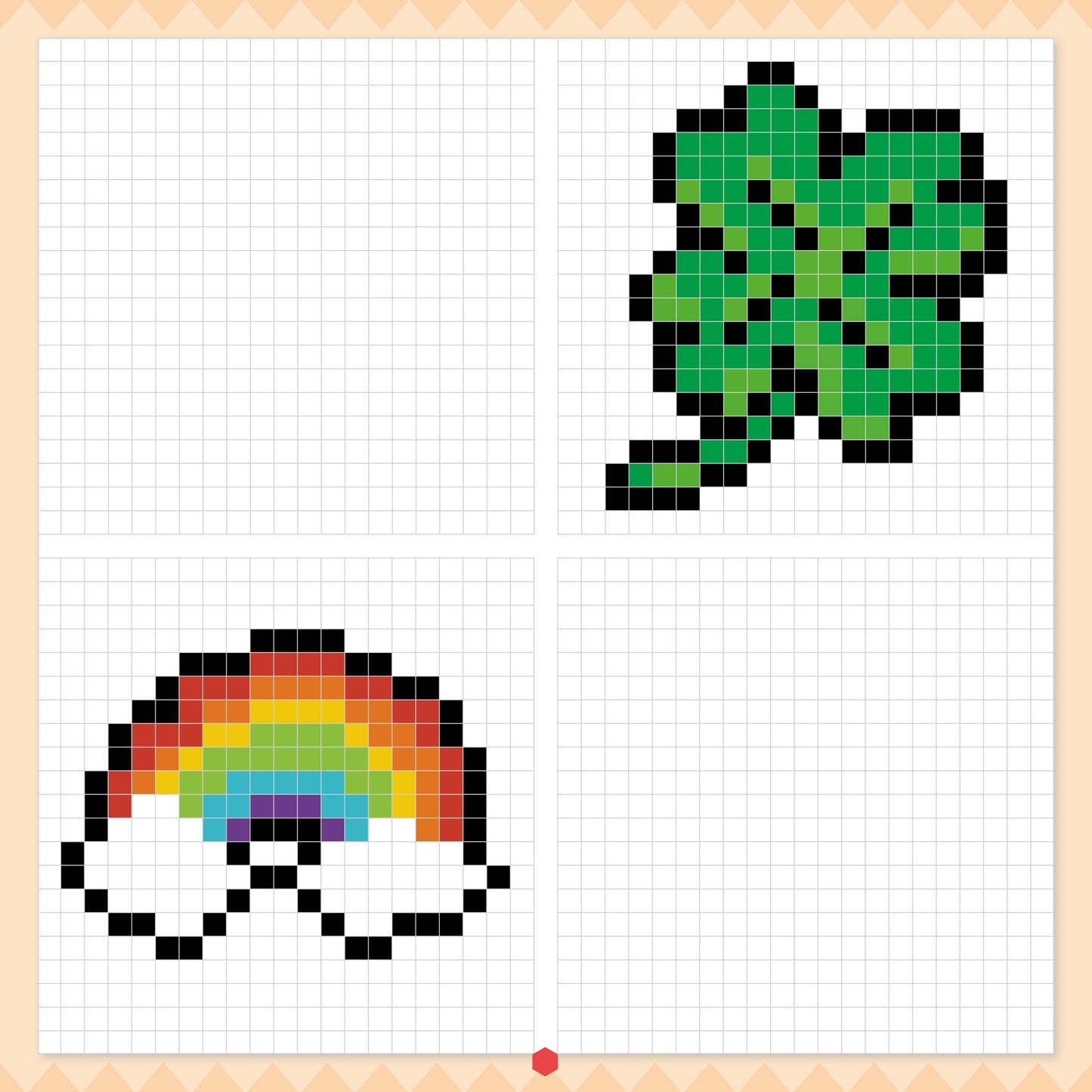 Activité créative de pixel art avec licornes dragons fées et créatures fantastiques
