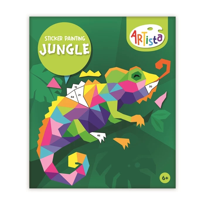 Enfant réalisant une illustration safari avec des autocollants numérotés