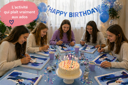 Kit Anniversaire Ado Peinture par Numéros – Lot de 6 à 12 Kits 30x30 cm Voyage à Chefchaouen JOY!