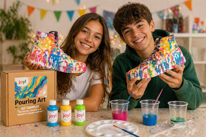 Kit anniversaire DIY Pouring Art Sneakers – Lot de 4 à 14 figurines à peindre JOY!
