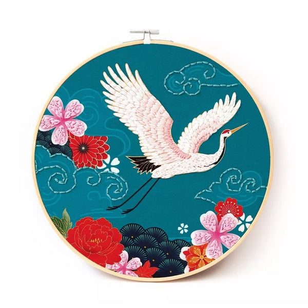 Kit Punch Needle Grue du Japon – Broderie Japonaise DIY 25 cm GRAINE CREATIVE