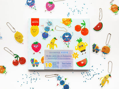 Kit Diamond Painting Kids Porte-clés Fruits – 10 Porte-clés à Strass pour Enfants dès 5 ans LA PETITE EPICERIE