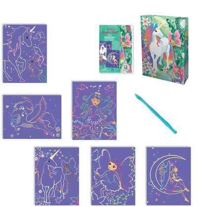 Coffret Scratch Art Forêt Magique BOX CANDIY® – Kit Créatif à Gratter Enfants dès 6 ans (Licornes & Fées) JOY!