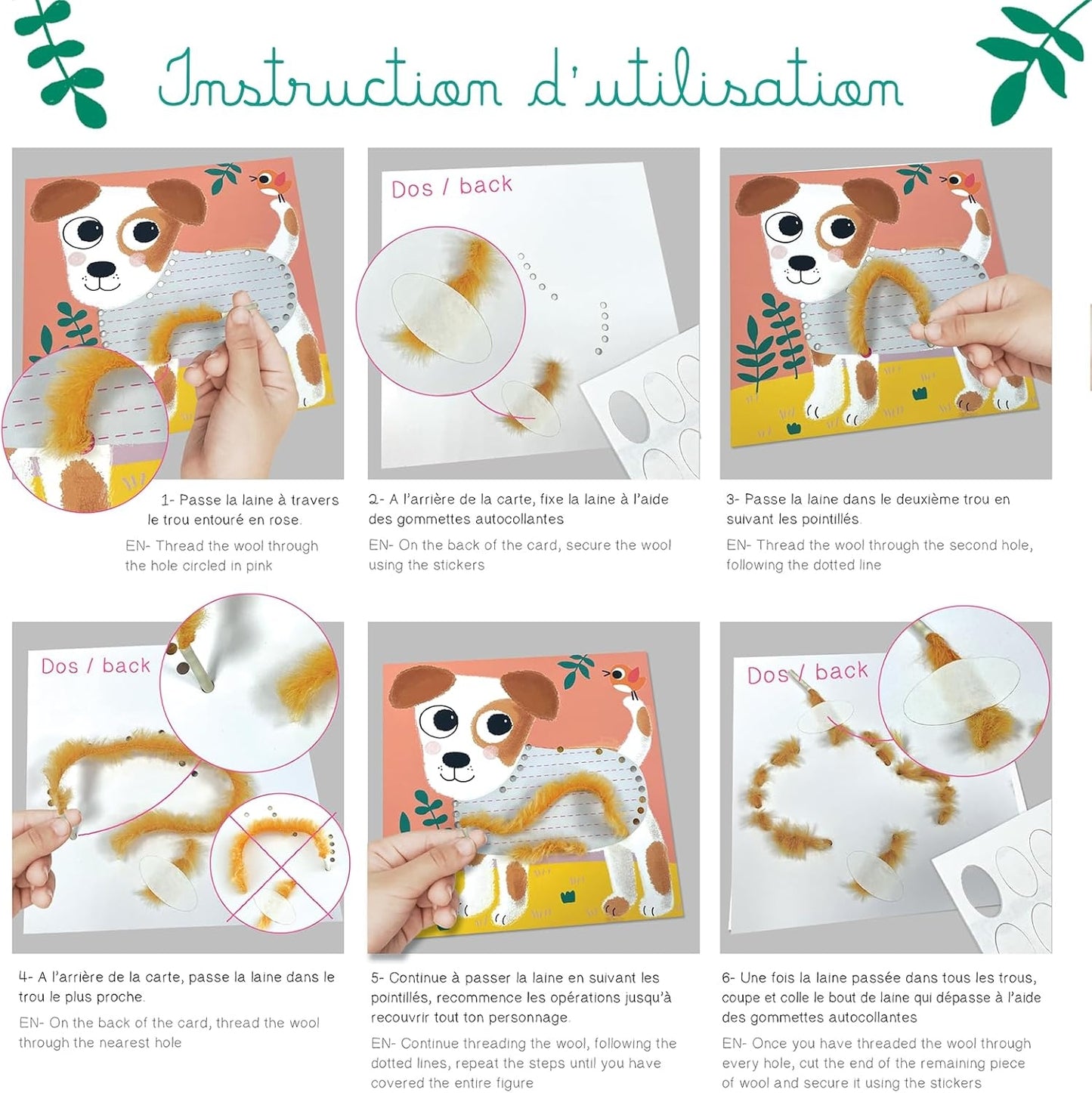 Laine à lacer animaux – Coffret créatif Mes doux compagnons Créa lign