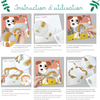 Laine à lacer animaux – Coffret créatif Mes doux compagnons Créa lign